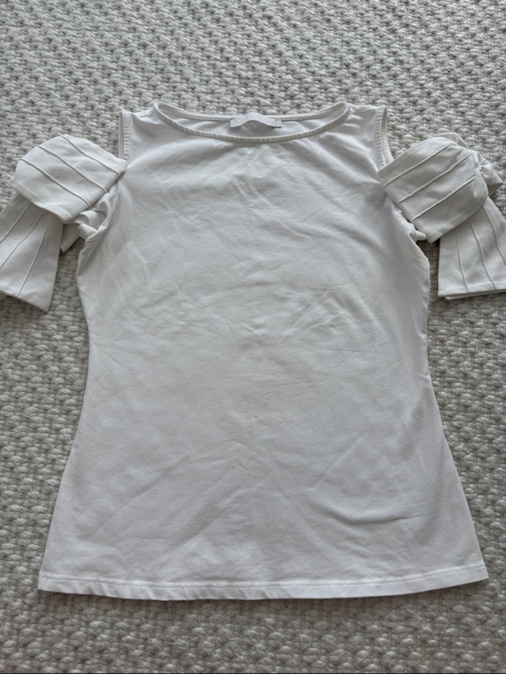 Anne Fontaine White Cold-Shoulder Ruffle Sleeve Top - Women 38
